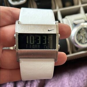 Nike White and Silver Watch works great